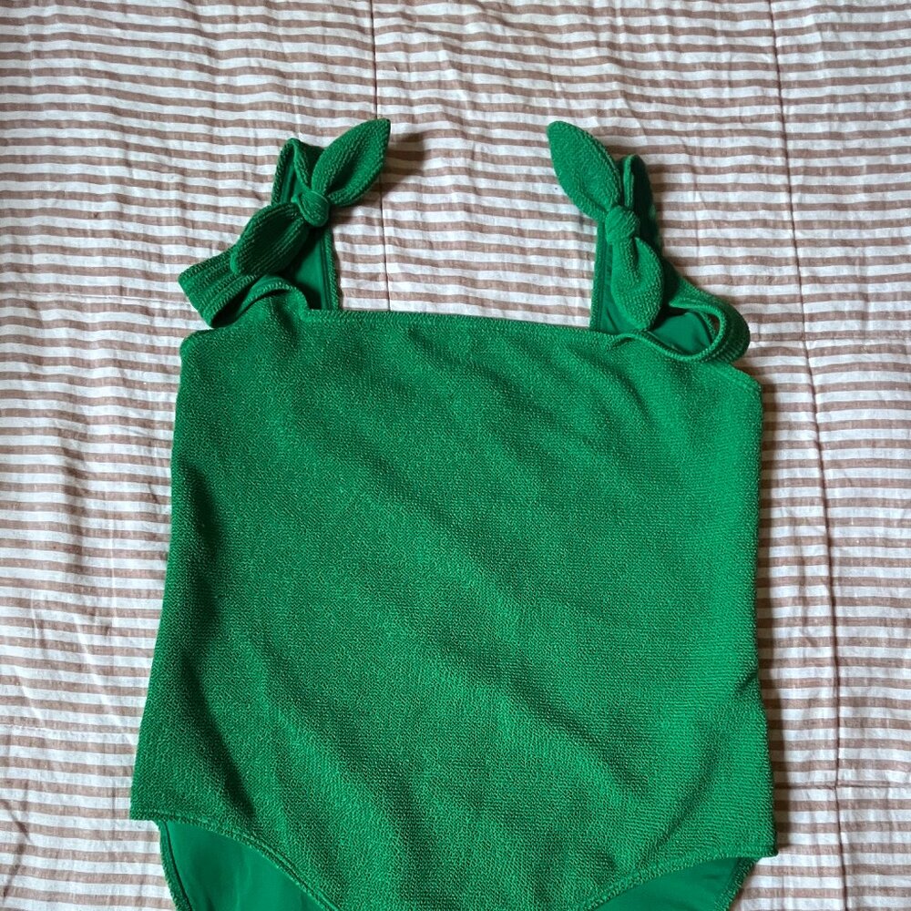 Other Stories Textured Bow Tie Swimsuit Green Emerald